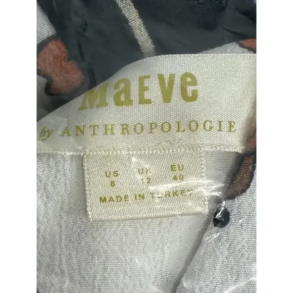 Maeve Anthropologie Womens White Short Sleeve Floral Polka Dot Wrap Dress US 8 - Picture 7 of 10